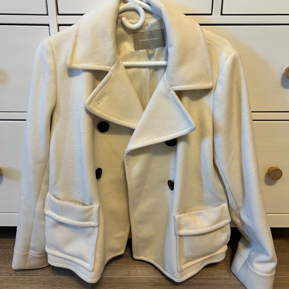 Banana republic white short pea coat
